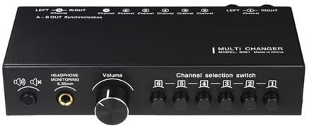 Sunydog Stereo-Eingangswähler, Mehrkanal-Umschalter, Vielseitig, 6 Eingänge, 3 Ausgänge für Aktive Lautsprecher mit XLR-Synchronisationsausgang für Audio-Profis