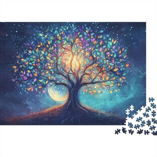 Magische Baumnacht1000-Teile-Puzzle Aus Dickem KartonBaum Silhouette KunstGeschenk Für Männer, Logik, Außerschulische Aktivität38x26cm/1000pcs