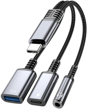 FARLINK USB C to USB Adapter OTG Audio Charge Extension for Type C devices | USB-C to 3.5mm Audio Adapter, USBC to USB Headphone Splitter Compatible for Type C devices,Laptop Accessories for Computers
