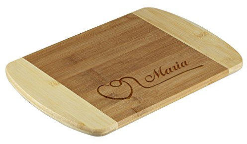 polar-effekt Frühstücksbrettchen aus Bambus mit Gravur - Personalisiert mit Namen - Schneidebrett als Geschenk 23 x 15 cm - Motiv Herz mit Schwung