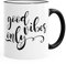 MoonWorks Tasse mit Farbiger Kante Good Vibes only Gute-Laune-Tasse schwarz Unisize