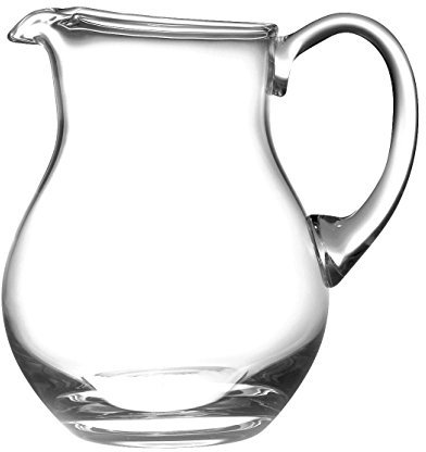 barski hecho a mano redondo – Jarra de cristal con asa, con boquilla, borde de hielo, 64 oz. Fabricado en Europa