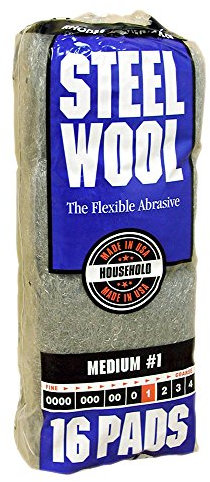 Rhodes American Household Steel Wool16 pad, Medium Grade #1, 16 Pads