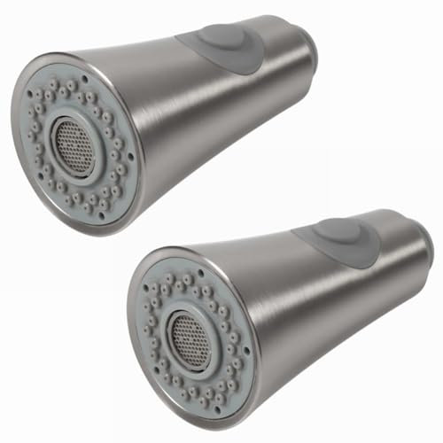 Küchenarmaturen Ersatz Brausekopf, 2 Strahlarten 1/2 IPS-Gewinde Ersatz Brause für Küchenarmatur, Küchenarmatur Pull Down Ersatz-Sprühkopf, Chrom, Silber (2 Stück)