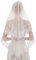 EllieHouse Damen Kurz 2 Tier Spitze Hochzeit Brautschleier mit Kamm L24, Weiß 4 & Pailletten Spitze, 2 Jahre