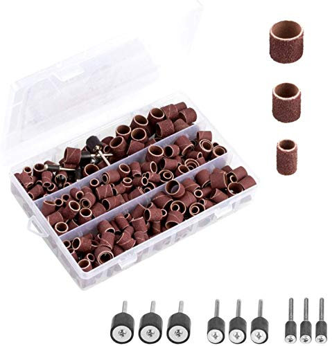 STARVAST 338 Pièces Tambour de Ponçage avec Boîte de plastique, Comprenant 329 Pièces Bandes de Ponçage et 9 Pièces Tambour Mandrin 1/2, 3/8, 1/4 pour Dremel Outils Rotatifs