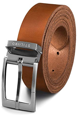 STILORD Vintage Ledergürtel Herren Damen Universal Kürzbar Echtledergürtel Herrengürtel Damengürtel Büffelleder, Farbe:veneto - braun | Schnalle gebürstet silbern I I, Größe:Universal 80-130 cm