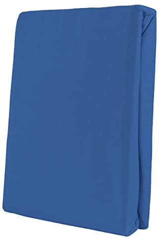 Leonado Vicent - Classic Spannbettlaken Bettlaken 100% Baumwolle Jersey Spannbetttuch in vielen Farben & Größen, Maße Spannbettlaken:180 x 200 cm - 200 x 200 cm, Farbe Spannbettlaken:Blau