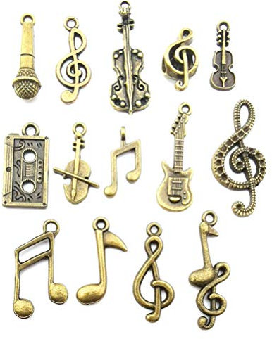 Supvox Antike Reize Bronze Musikinstrument Noten Anhänger für die Herstellung von DIY Halskette Armband Fußkettchen Ohrring Schmuck Machen Zubehör Scrapbooking 70pcs