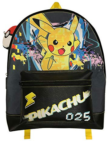 Pokemon Pikachu Roxy Rucksack mit 2 Reißverschlüssen und Münzgeldbörse, mehrfarbig