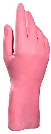 DSTOCK60-10 Pares de guantes de goma impermeables reutilizables rosas de manga larga- Talla M, 7,5- Limpieza del hogar, fregar vajilla, cocina, ropa