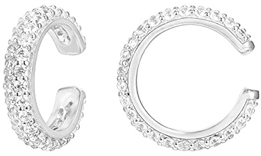 PAVOI 925 Sterling Silver CZ Ear Cuffs, White Gold, Size 13 Millimeters