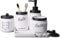 LKKL Mason Jar Accesorios de baño – Juego de 5 dispensadores de jabón y loción, 2 tarros de boticario, 1 Soporte para Cepillo de Dientes, 1 dispensador de jabón, 1 Bandeja de baño (Negro/Blanco)