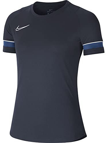 NIKE Women's W Nk Dry Acd21 Top T Shirt, obsidian/white/royal blue/white, S UK