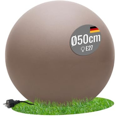 8 seasons design LED Kugelleuchte 50 cm, Shining Globe (taupe), E27, Leuchtmittel warmweiß – wetterfest – große Kugellampe für außen (Garten, Terrasse, Balkon) und innen – robust & langlebig