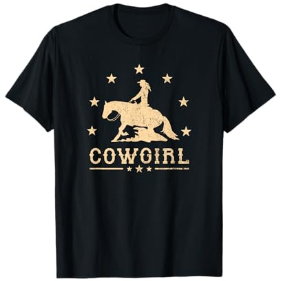 Western Riding Reining Quarter Horse Sliding Stop Cowgirl Maglietta