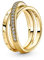 PANDORA Dreifach gekreuzter Pavé-Ring in 14 Karat vergoldete Metalllegierung mit Zirkoniasteinen Moments Collection, Größe: 52