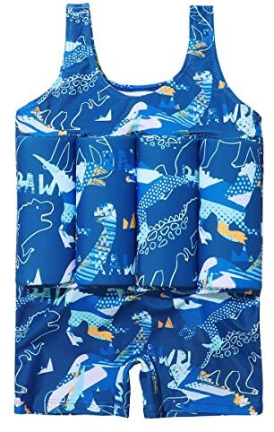 Bébé Garçons Petite Filles Flotteur Maillot de Bain Une pièce Flottant Flottabilité réglable Piscine Formation Costume Vêtements de Plage d'été Bleu Marine - Dinosaures 2-3 Ans