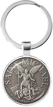 Saint Michael Schlüsselanhänger für Damen und Herren, St. Michael Schlüsselanhänger für Zuhause, Autoschlüssel, Nepomi Erzengel Michael Schlüsselhalter, Geschenk, Zinklegierung, religiöser