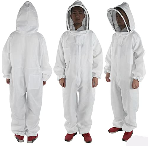 Cotton Full Body Beekeeping Clothing Veil Hood Hat Clothes Jaket Protective Beekeeping Suit Beekeepers Bee Suit Equipment (L)