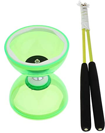 predolo Diabolo Professionnel à 3 Roulements avec Baguettes Kit d'embrayage Jouet de Jonglage 12cm, Vert