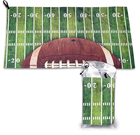 AROONS Schnell trocknendes Handtuch mit Tasche – American Football Field And Ball bedruckt, super saugfähig, Mikrofaser, Reise-Sporthandtücher, 80 x 40 cm