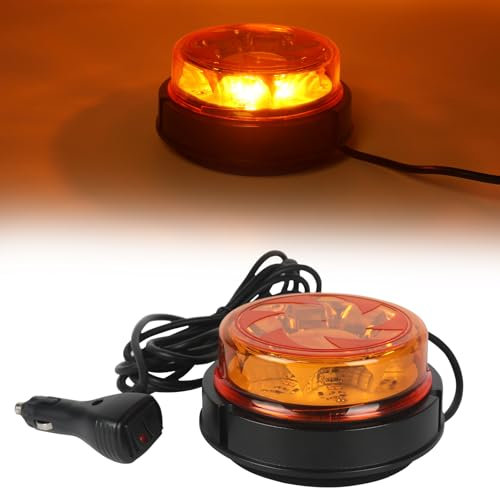 AOHEWEI LED-Warnleuchte Bernstein, 4 blinkende und 2 rotierende Muster 12/24 V 16-teilige LED-Blitzlampe mit Magnetfuß für Schulbus, Traktor, Bagger, LKW
