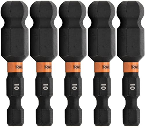 Railer 10mm Hex Impact Driver Bit - 5 Pack (2 inch, S2 Steel, Heat Hardened)