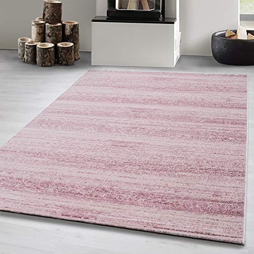 Carpetsale24 Teppich Wohnzimmer Unicolor - Einfarbig Pink Meliert 280 x 370 cm - Kurzflor Teppich Schlafzimmer Pflegeleicht und Extra Weich