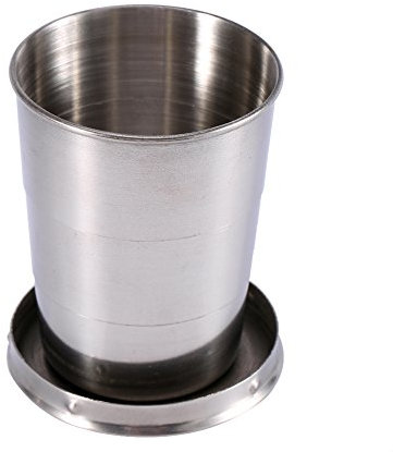 Copa Plegable de Acero Inoxidable Campamento Copa de Vino Llavero Plegable Acompañamiento Copa Plegable Vaso de Agua con Tamaño de Acero Inoxidable Retráctil Copa Plegable para (M)