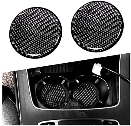 CGEAMDY 2 Pièces Porte-Gobelet Rond, Porte-Gobelet PVC Véhicule, Boissons Rondes Lavables Dessous De Verre, Dessous De Verre Voiture en Fibre De Carbone, Antidérapant Dessous Verre(Noir)