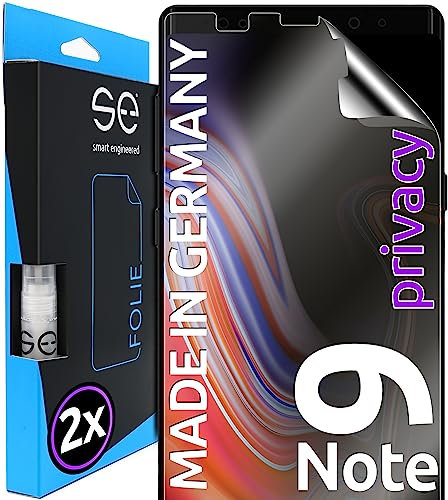 2x se® 3D SCHUTZFOLIE Privacy für Samsung Galaxy Note 9,Blickschutz, 100% Fingerabdruck & FaceID kompatibel, einfache blasenfreie Installation, Ultra-Klar, Stoß-Kratzfest, aus Deutschland