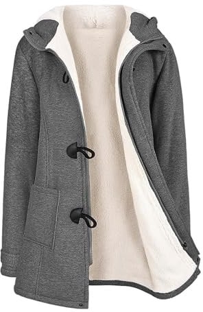 Vancavoo Manteaux à Capuche Manteau Femme Hiver Zippé Blouson Veste Polaire Jacket Chaud Épais Hoodie Chic et Slim Sweat-Shirt Long Outwear avec Poche,Gris foncé,L