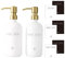 Janxin Seifenspender aus Glas, 2 Stück, Seifenspender für Küchenspüle mit Pumpe, Geschirrseife, Lotion (Weiße Flaschen+Goldene Pumpen)