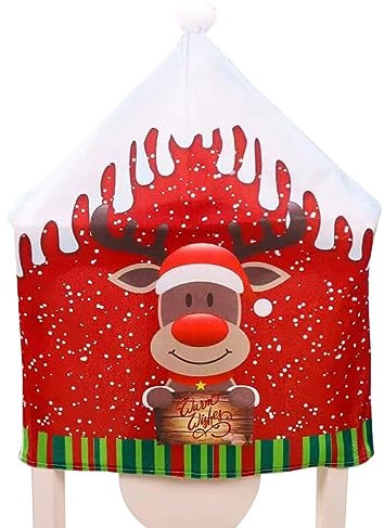 LICHENGTAI 4 Stück Weihnachten Stuhlhussen Weihnachtsstuhlbezüge Weihnachten Dining Stuhlhusse Schneemann Rentier Weihnachtsmann Muster Stuhl Zurück Abdeckungen für Xmas Party Stuhl Dekoration Zubehör