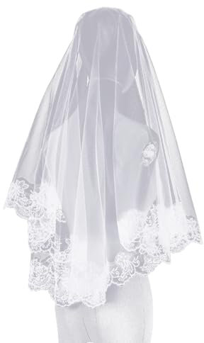 Whakano Brautschleier,Schleier kurz Elegent Bridal Tüll,Kleid Accessoires Schleier für Bräute Hochzeit,für JGA Junggesellinnenabschied Hochzeit Hen Party Brautparty,Weiß ohne Kamm