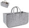 Filztasche Einkaufskorb Holzkorb Groß Multifunktional Filzkorb Einkaufs Tasche Brennholzkorb Faltbarer Kaminholztasche Shopping Bag 50x25x25cm (grau)