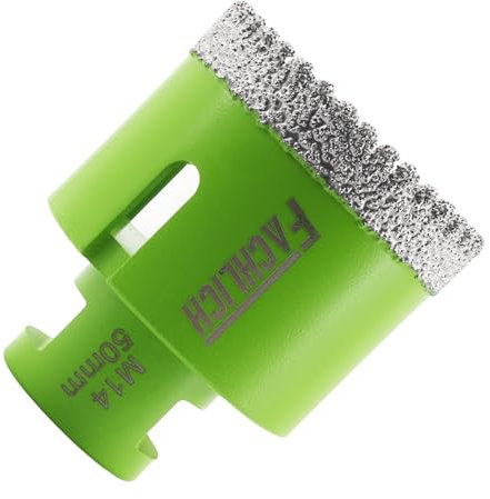 Forets Carrelage Diamant 50mm - FACHLICH Brasé Sous Vide et Trépans avec Filetage M14 pour Perçage à sec en Porcelaine Carrelage Granit Marbre