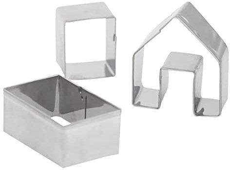 3 Stück Lebkuchenhaus Ausstechformen Set, 3d Edelstahl Weihnachtsmini Hausform Metall Backformen kleine Lebkuchenhaus Kit XMAS House Keks Cookie Schimmel