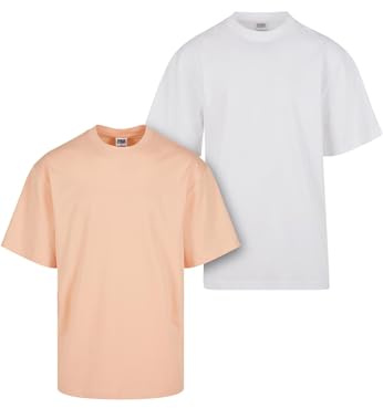 Urban Classics Men's Tb006a-tall Tee 2-Pack T-Shirt, Softapricot + White, 5XL