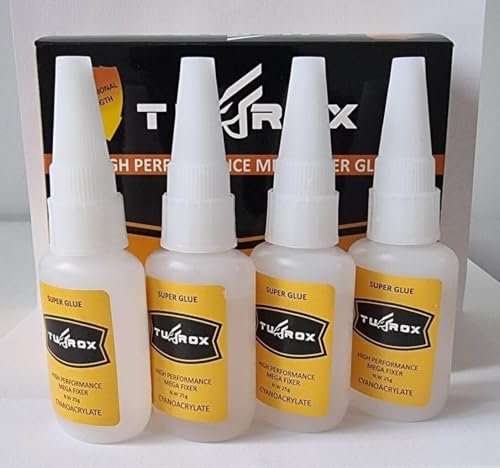 4pc x 25G SUPER GLUE EXTRA STRONG INDUSTRIAL STRENGTH ADHESIVE WOOD METAL Glue for all purpose,Materials, Aluminium, Copper, Plastic, Wood,Leather, Fast Drying Clear(PACK 4)