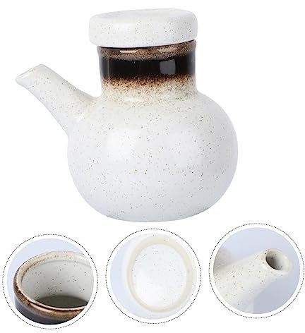 OUNONA 1stk Essigtopf Aus Keramik Japanische Sojasauce Flaschen Mit Scharfer Soße 5 Oz Gewürz-organizer Aufbewahrungsflasche Für Sojasauce Küche Weiß Gewürztopf Haushalt