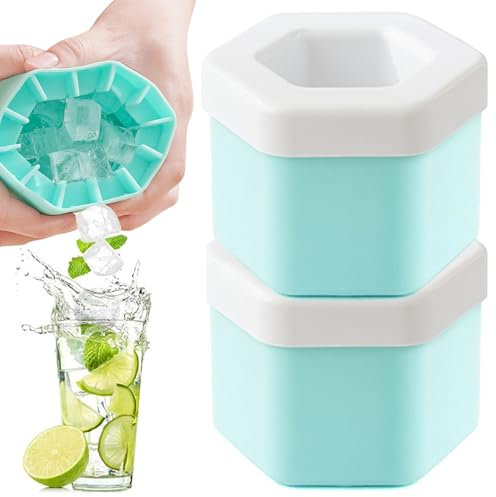 EiswüRfelform Silikon,Eiswürfelformen TAIZER 2PCS EiswüRfelbehäLter Silikon Eiswürfelformen Silikon Eiswürfelform Ice Cube Mold Eiswürfelform mit Deckel Mini eiswürfelform (grün)
