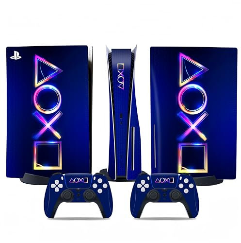 wigmoa Skin Sticker compatible avec console PS5 Disc Edition, kit d'accessoires PS5 avec autocollant pour manettes PS5, robuste, résistant aux rayures PM-2 (A/PS5 Disc)