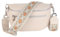 MIRROSI® Damen Bauchtasche Umhängetasche 27x14,5x8cm Damen, Made in Italy, aus Echtleder Tasche Echtes Leder, Brusttasche, Crossbody Bag,Bohemian Style (1 Tasche 2 Gurte) (Beige Rauten Orange)