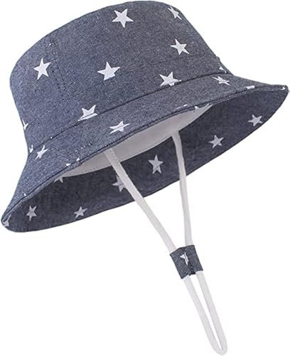 Durio Baby Sonnenhut Kinder Sonnenhüte UV Schutz Breite Krempe Fischerhut Hut Sonnenschutz Unisex Junge Mädchen Kleinkind Dunkelblau 3-6 Monate
