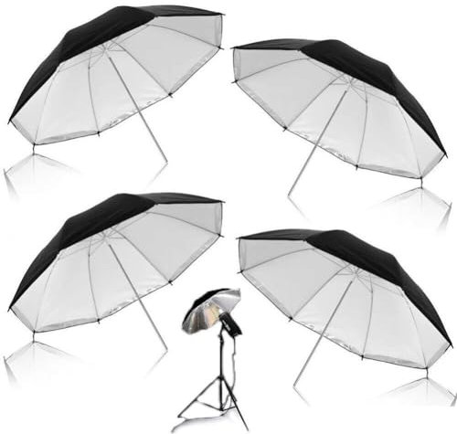 Casiler 4 Pcs Black/silver Reflective Umbrella Photography Reflective Lighting Reflector Umbrella for Professional Photo Video