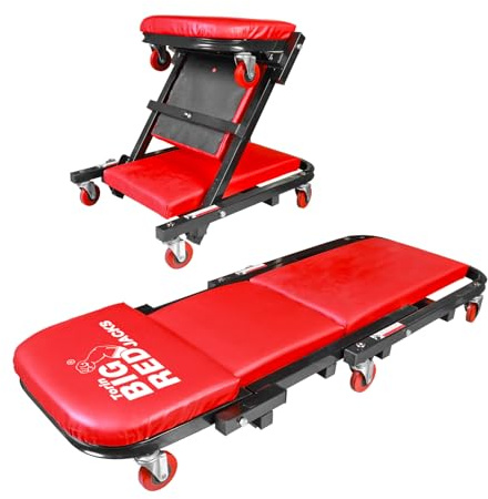 BIG RED ATW4015ZR Torin 101,6 cm Faltbarer Z-Creeper Sitz, 2-in-1 Garage/Laden-Creeper, 150 kg Kapazität, flaches Profil-Rollbrett mit 6 Rädern für Autoreparatur, Garage und Geschäft, zum Hinlegen