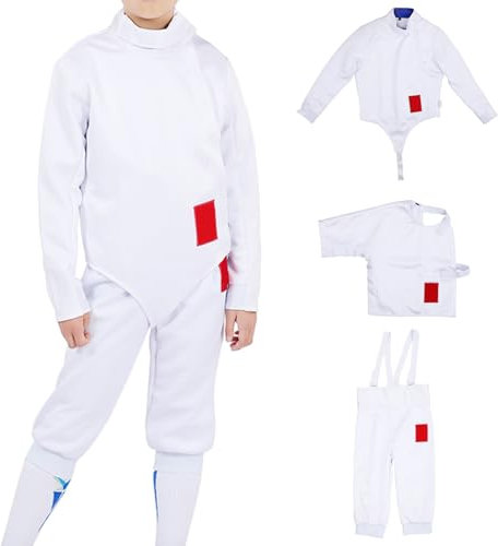 DJJYCTNM 350N Fechtsport-Uniformanzug – Unisex-Hosen-Jacken-Westen-Set für Florett-Degensäbel (Color : Right hand, Size : 60#)