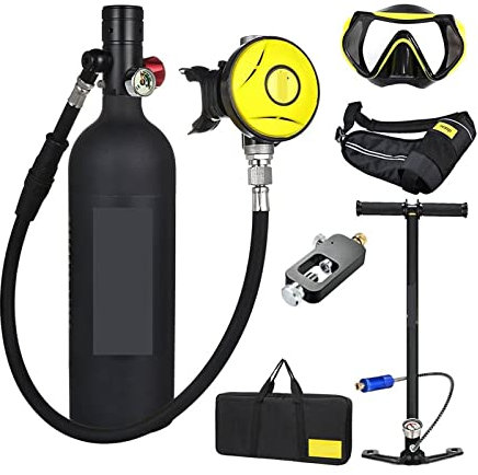 JOXLOVER Mini-Tauchflasche, DIDEEP X4000Pro 1L Tauchflasche Sauerstoffflasche Unterwassertauchset Tauchausrüstung Luft Mit Aufbewahrungstasche für Unterwassererkundungsrettung